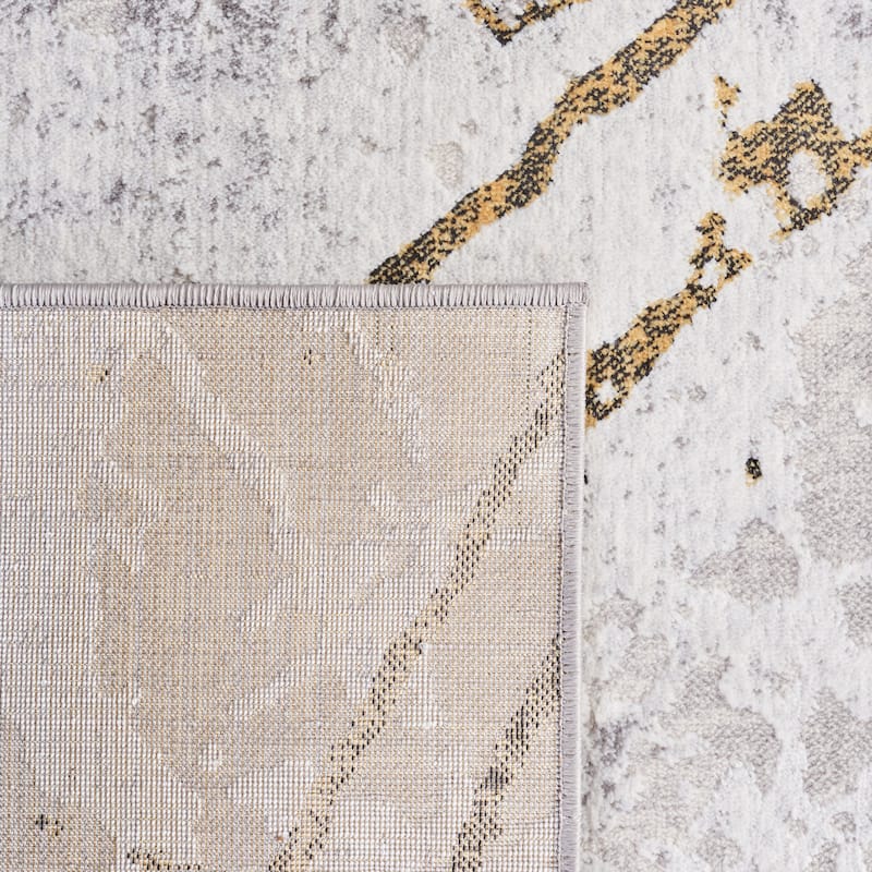 SAFAVIEH Amelia Fietje Modern Abstract Distressed Rug - 10' x 14' - Grey/Gold - Rectangle
