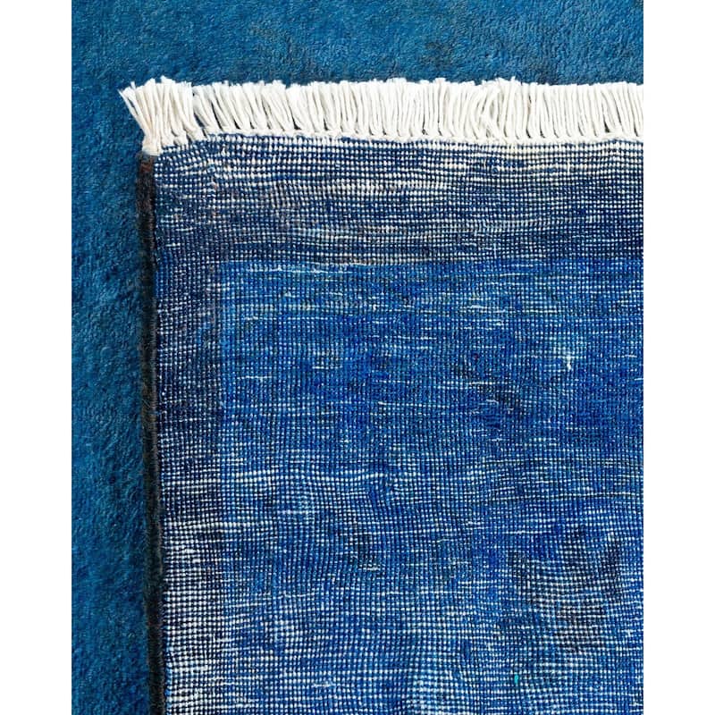 Overton Hand Knotted Wool Vintage Inspired Modern Contemporary Overdyed Blue Area Rug - 8' 3" x 10' 4"