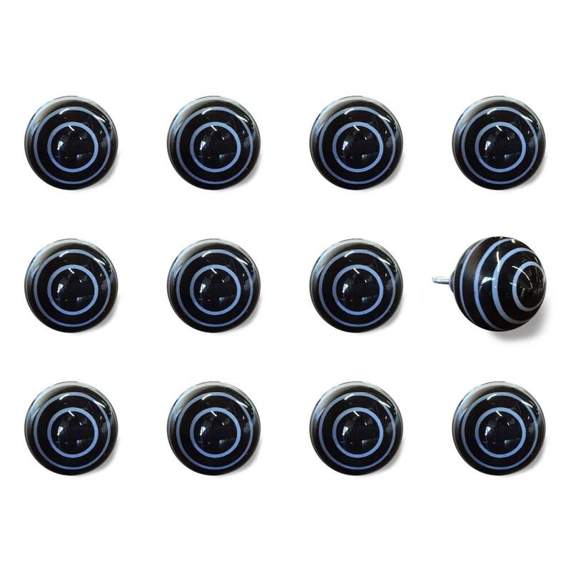 12 Pack Ceramic Drawer Knobs Round Flower Cabinet Pulls for Living Room or Bedroom Decor - 1.5” x 1.5” x 1.5”