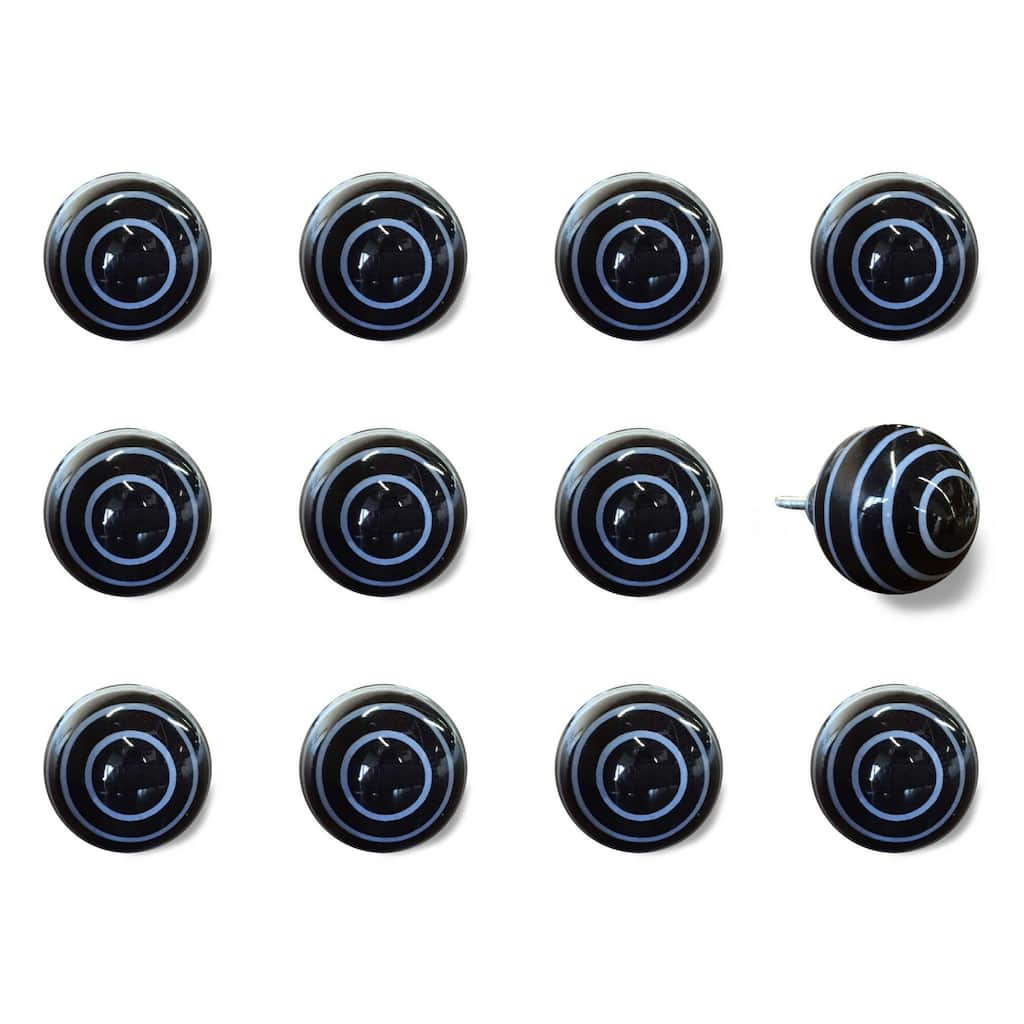 12 Pack Ceramic Drawer Knobs Round Flower Cabinet Pulls for Living Room or Bedroom Decor - 1.5” x 1.5” x 1.5”