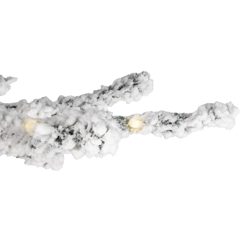 Pre-Lit Medium IPT Artificial Flocked Garden Christmas Tree - 6.5' - Warm White LED Lights - 6.5 Foot