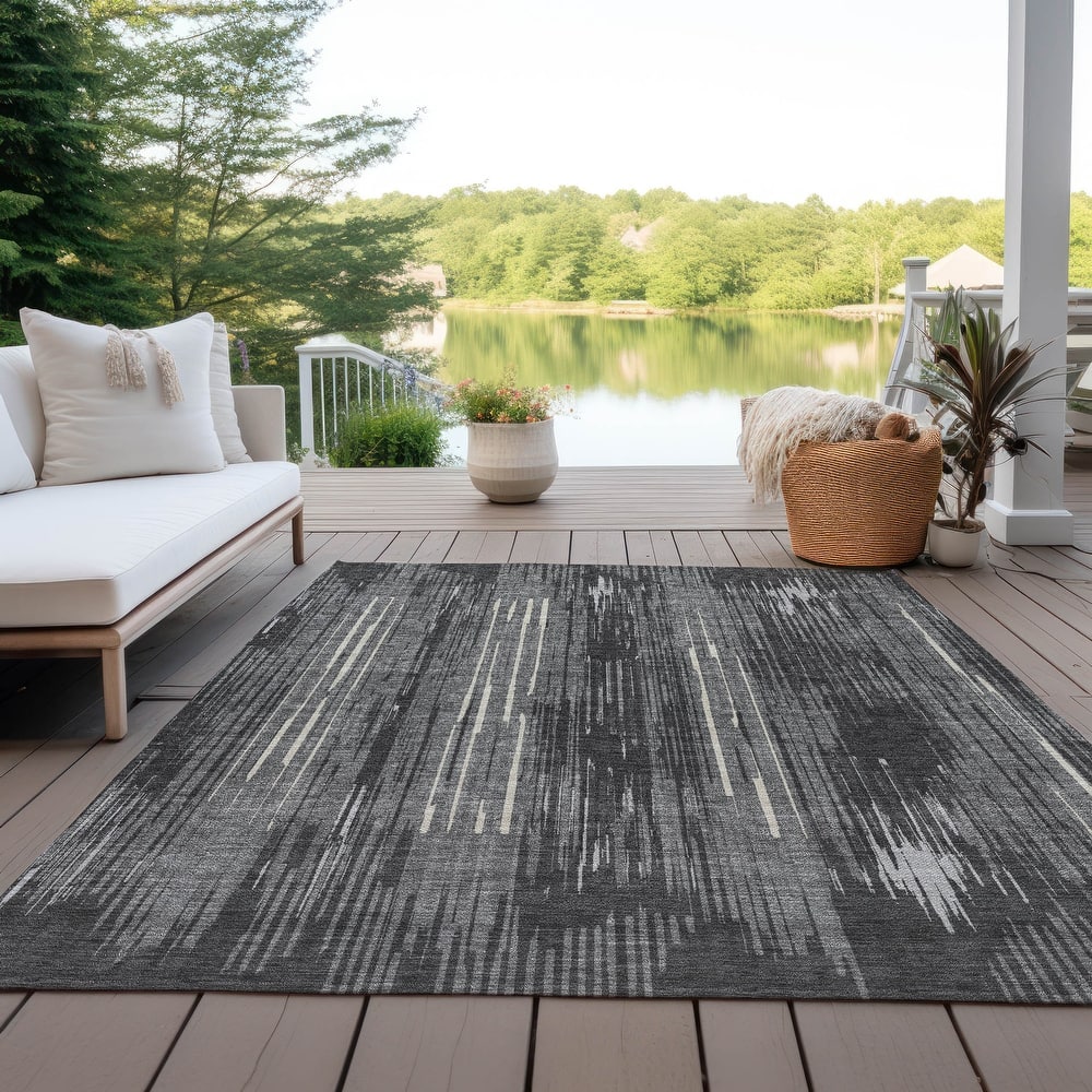 Machine Washable Indoor/ Outdoor Chantille Abstract Ombre Rug