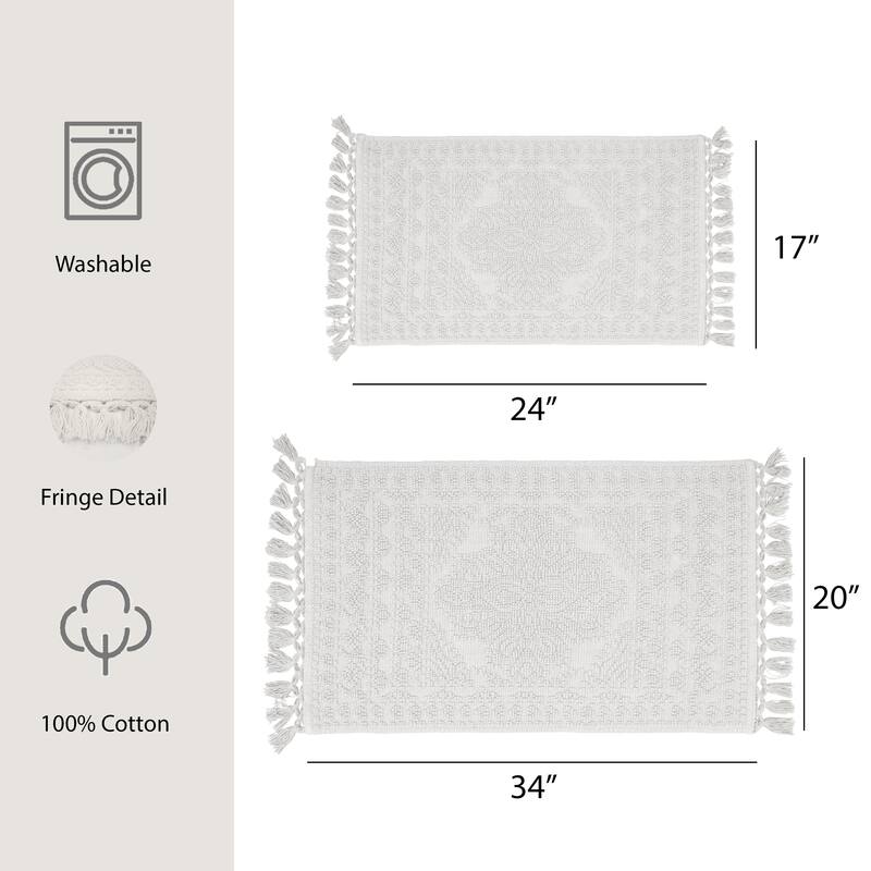 French Connection Nellore Fringe Cotton Bath Rug