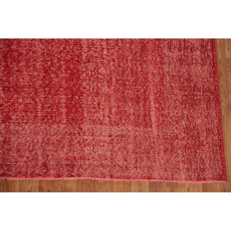 Anatolian Turkish Rug Hand-Knotted Distressed Over-Dyed Wool Carpet - 7'0" x 10'1"
