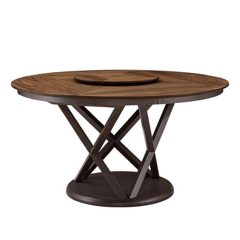 Priya Lazy Susan Turntable Espresso and Walnut Dining Table by iNSPIRE Q Modern - Espresso Table