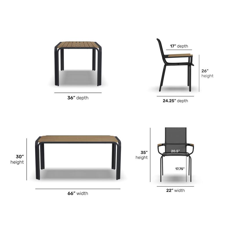 Finn 7-Piece Outdoor Rectangle Table and 6 Chair Set by Homestyles