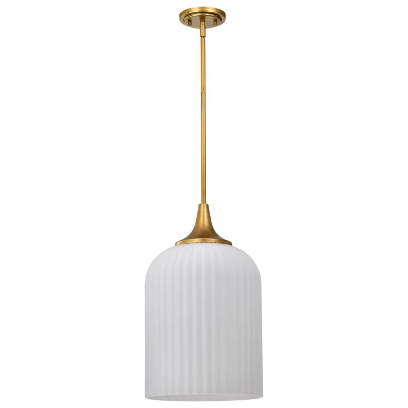 Solara Pendant Natural Brass Finish Frosted Ribbed Glass - Natural Brass
