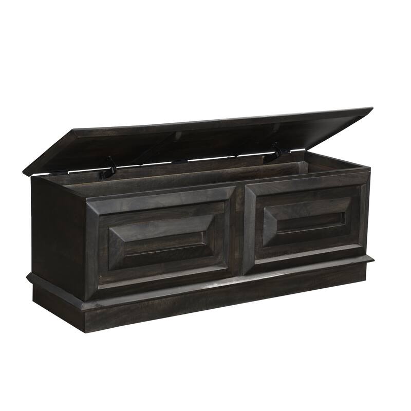 Carved Storage Ottoman with Solid Wood Frame