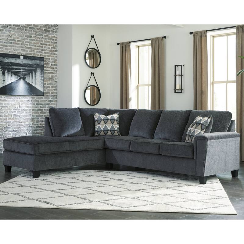 Signature Design by Ashley Abinger 2-Piece Sectional with Chaise - 116"W x 91"D x 39"H - Smoke