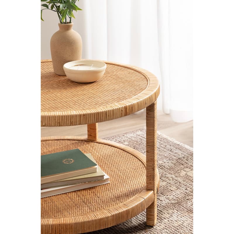 Kate and Laurel Rafina Rattan Round Coffee Table - 28x28x18