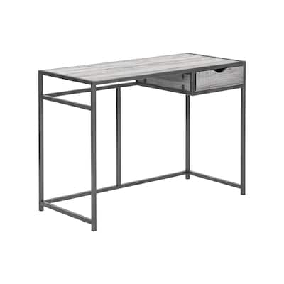 Computer Desk, Home Office, Laptop, Storage Drawer, 42"l, Work, Grey Laminate, Black Metal, Contemporary