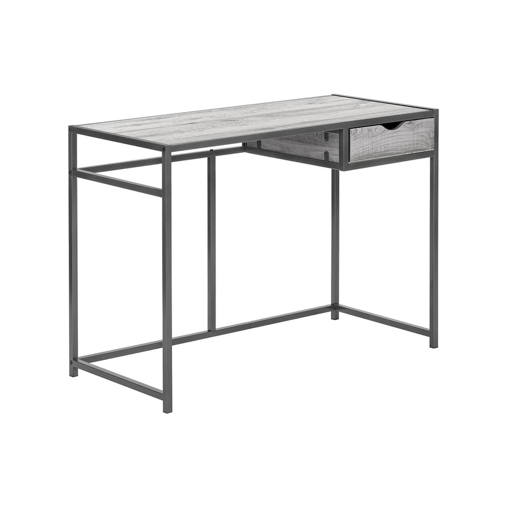 Computer Desk, Home Office, Laptop, Storage Drawer, 42"l, Work, Grey Laminate, Black Metal, Contemporary