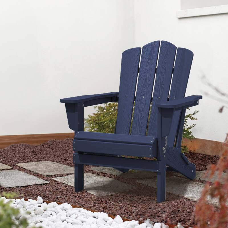 Plastic Folding Outdoor Patio Adirondack Chair With Slat Seat