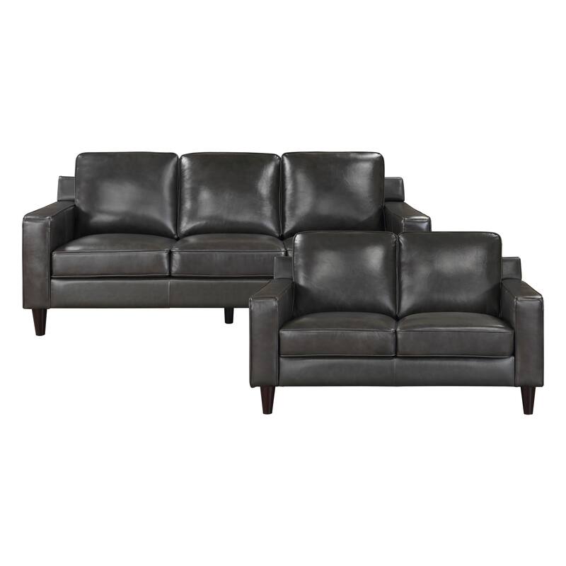 Belen 2-Piece Leather Match Living Room Sofa Set - Grey