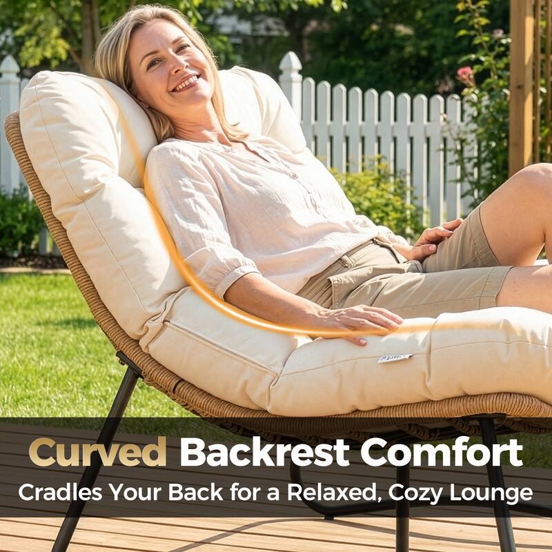 FINCATI 2-Person Outdoor/Indoor Wicker Lounge Egg Chair Loveseat, Oversized 51" Patio Club Chair with 5.5" Cushion