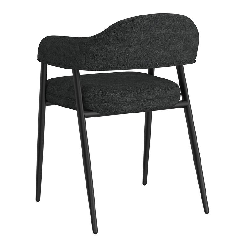 Contemporary Fabric and Metal Dining Chair, Set of 2 - Beige and Black