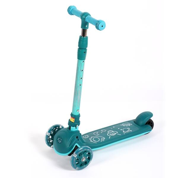 slide 2 of 9, 3-Wheel Kids Scooter with Lean-to-Steer, Rear Brake & Smooth Gliding Wheels - Green Green