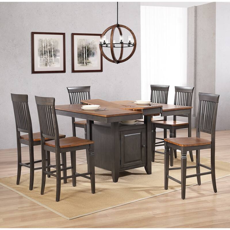 Counter Height Dining Set 5pc Extendable Table & 6 Barstools - Kitchen Pub Bistro Table