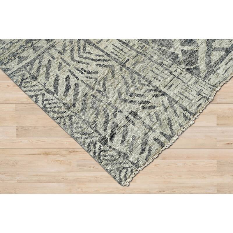 Hand Knotted 100% Wool Tibetan Modern Oriental Area Rug Gray Beige - 4' 9'' x 7' 10''