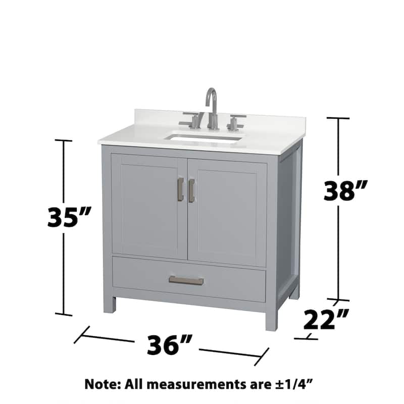 Wyndham Collection WCS141436S-QTZ-US3M24 Sheffield 36" Free Standing