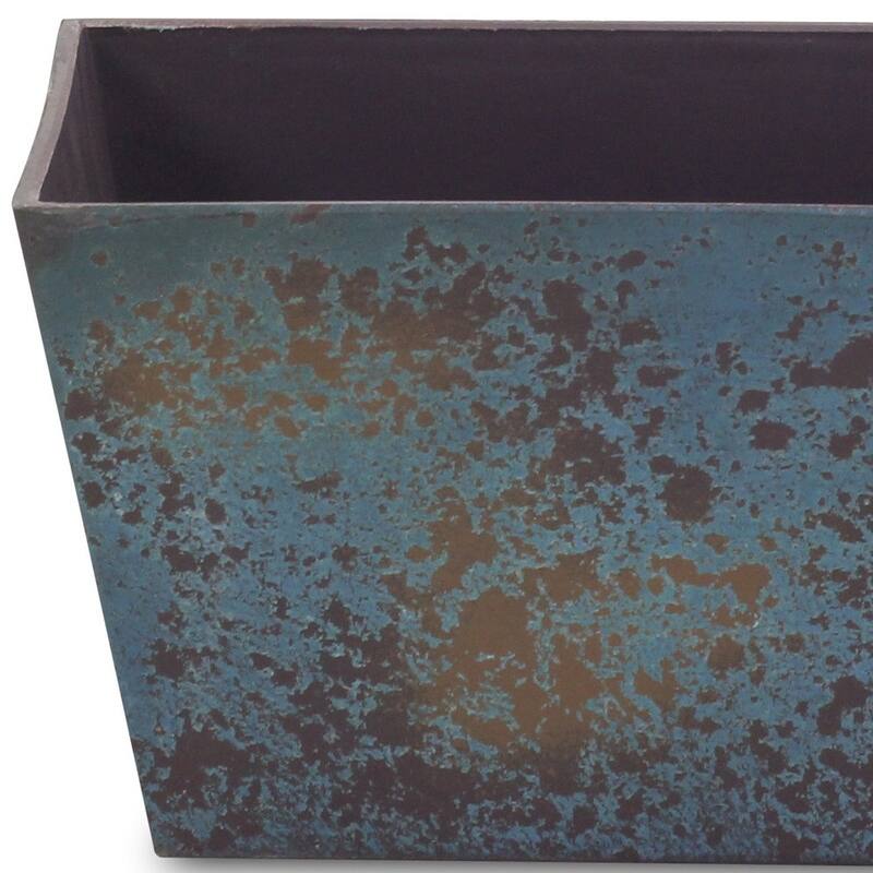 HomeRoots 8" Blue Recycled Plastic Indoor Outdoor Rectangular Planter Box