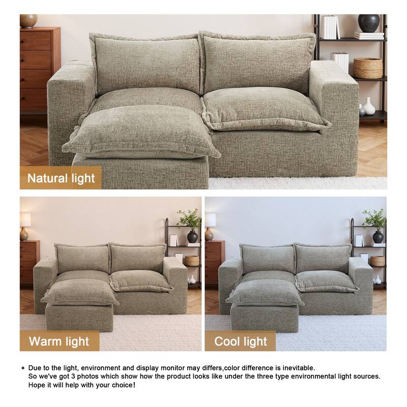 Chenille L-Shaped Modular Sectional Sofa Comfy Cloud Couch For Living Room