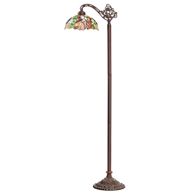 Victoria River of Goods Multicolor Tiffany Style Stained Glass Dome Shade 60-Inch Floor Lamp - 19" x 11.25" x 60" - 19" x 11.25" x 60" - Amber/Yellow/Green/Blue/Aqua