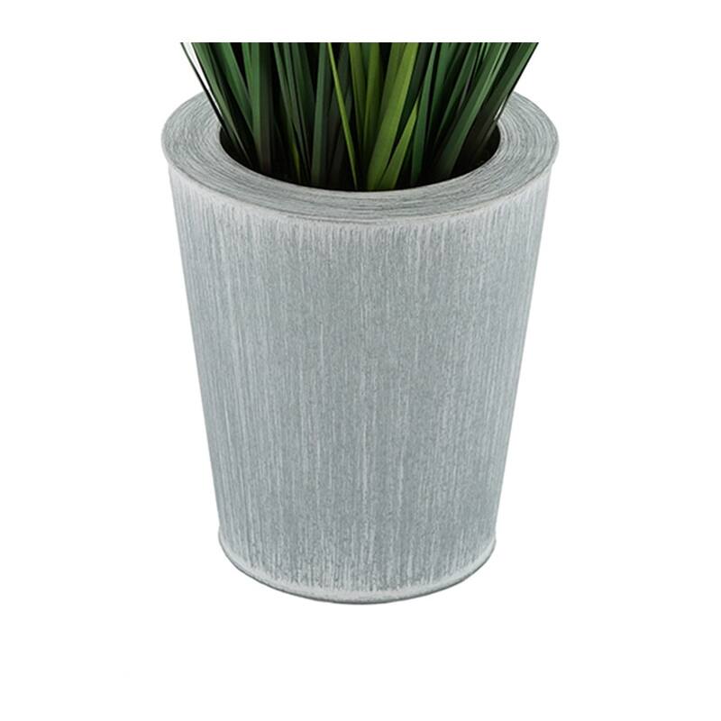 Faux PVC Grass in Round Zinc Planter