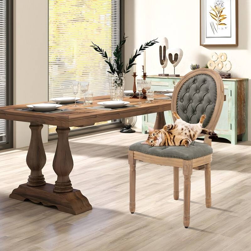French Chair Dining Chair Solid Wood with Nailhead Trim Set of 2