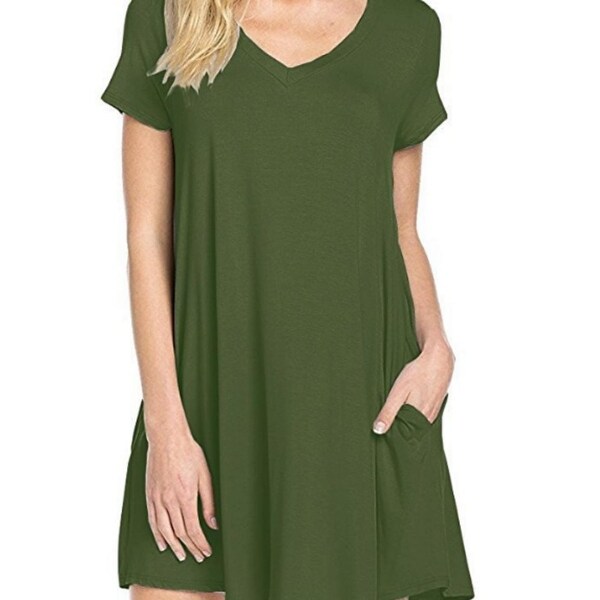 v neck swing dress