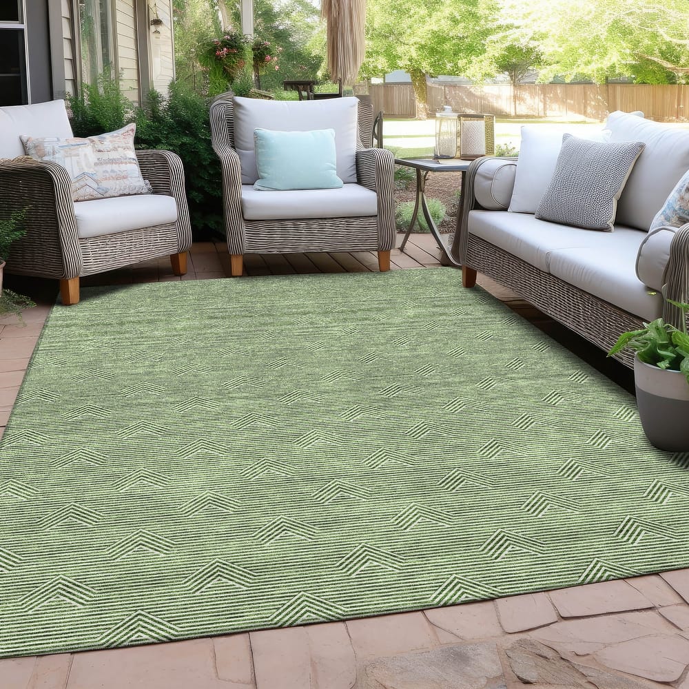 Machine Washable Indoor/ Outdoor Chantille Contemporary Stripe Rug