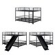 preview thumbnail 7 of 18, Full over Full Size Metal Bunk Bed with Slide and Guardrails,,Industrial Minimalist Metal Bed-Black