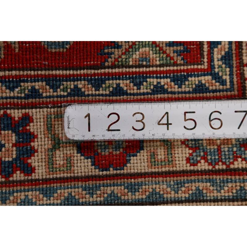 Traditional Kazak Foyer Rug Hand-Knotted Geometric Red Wool Carpet - 2'8"x 4'1"