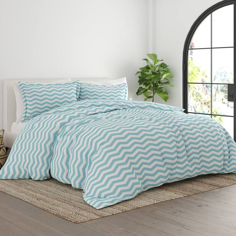 Simply Soft Oversized Arrow Pattern 3 Piece Duvet Cover Set - Turquoise - King