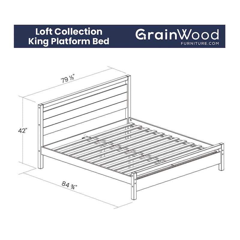 Grain Wood Furniture Solid Wood Loft Platform Bed