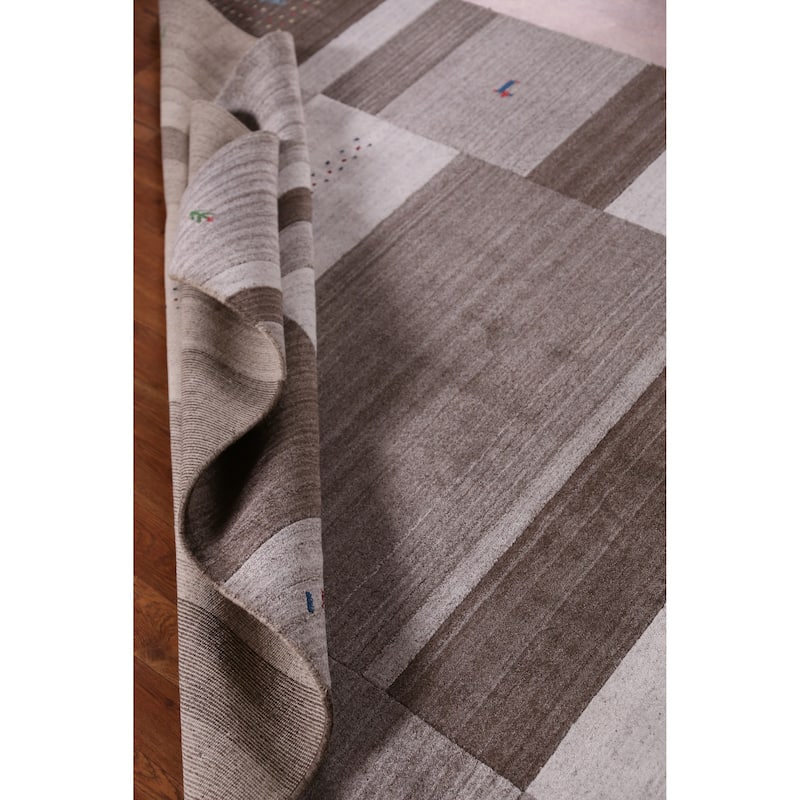 Hand Knotted Oriental 100% Wool Carpet Tribal Geometric Multi-Colored Gabbeh Area Rug - 7' 7'' X 5' 5''