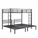preview thumbnail 21 of 24, Full over Twin & Twin Size Bunk Bed w/Built-in Shelf, Metal Bed Frame