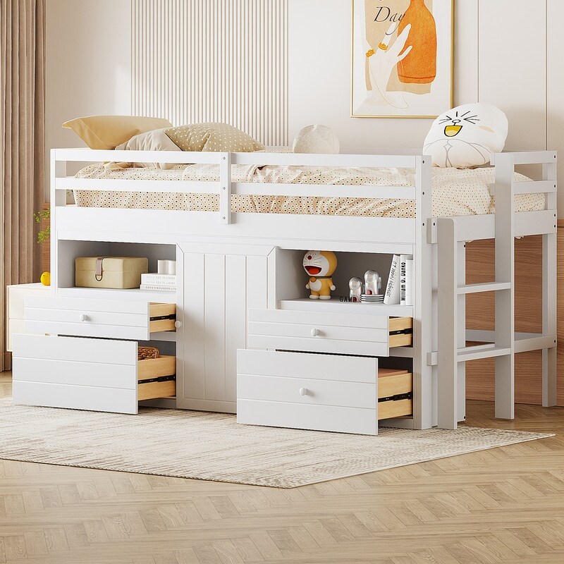 Full size loft bed with storage underneath outlet