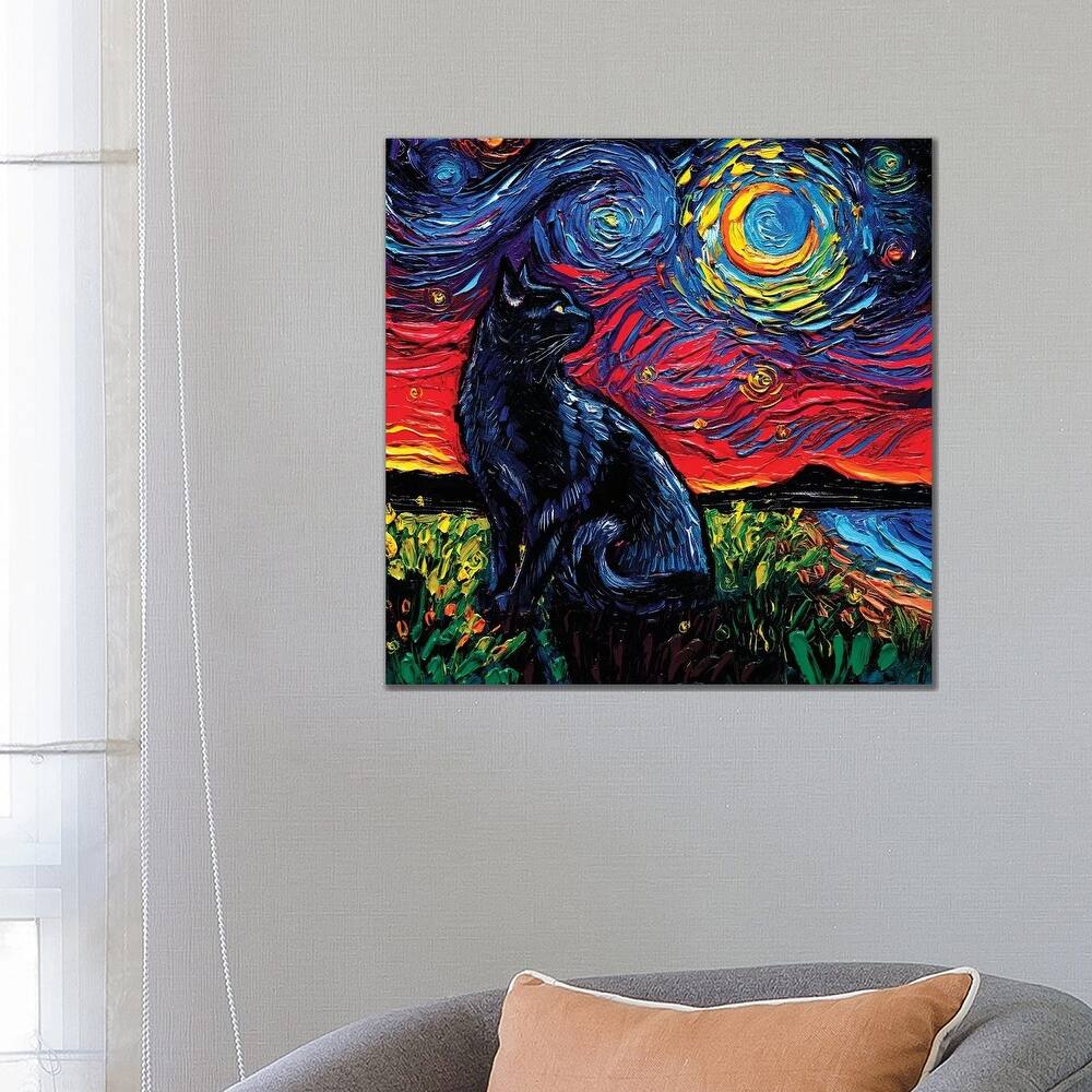iCanvas "Black Cat Night II" by Aja Trier Canvas Print