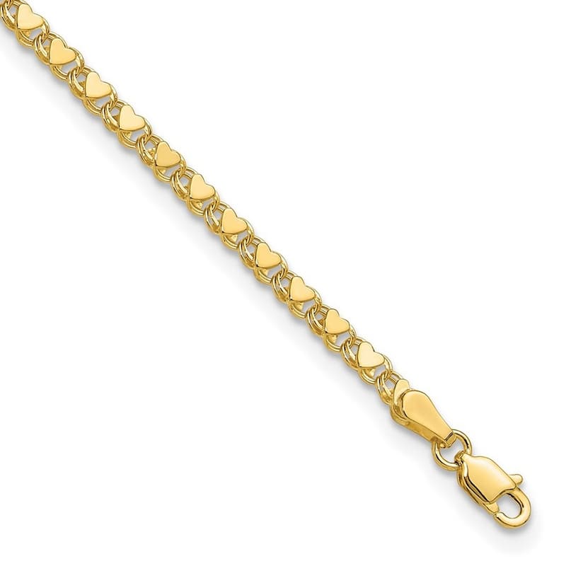 Curata 14k Yellow Gold 3.75mm Polished Double sided Heart Bracelet Options: 7" 8"
