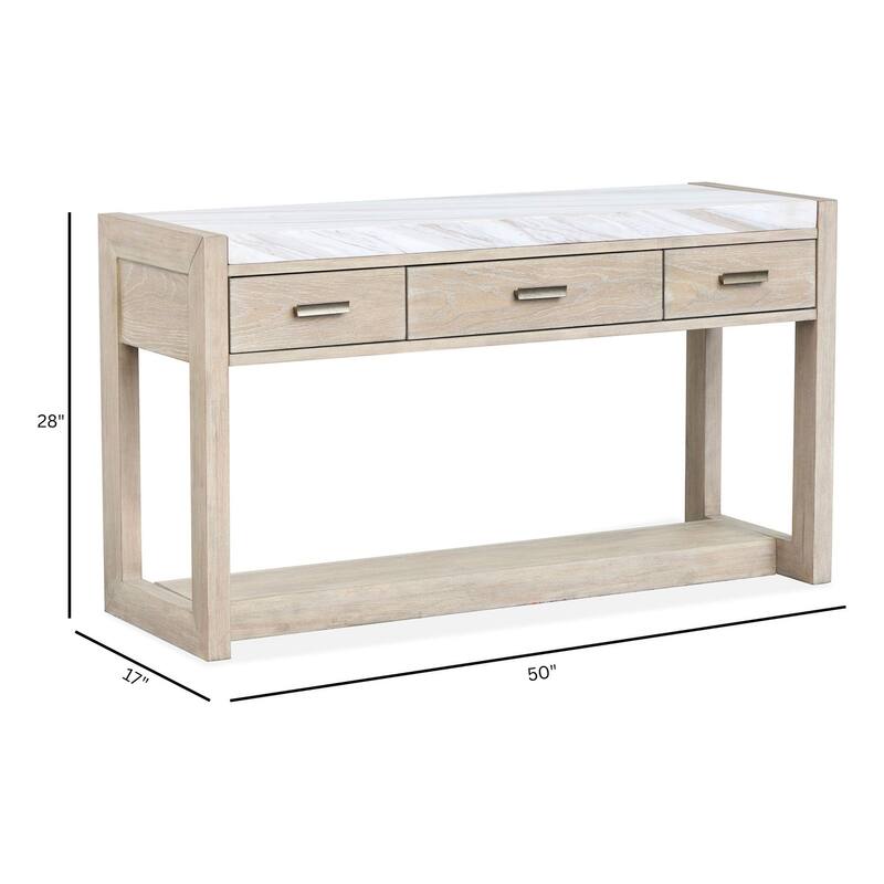 Magnussen Home Preston Gallery Buff and Antique Silver Rectangular Sofa Table - 50''W x 17''D x 28''H