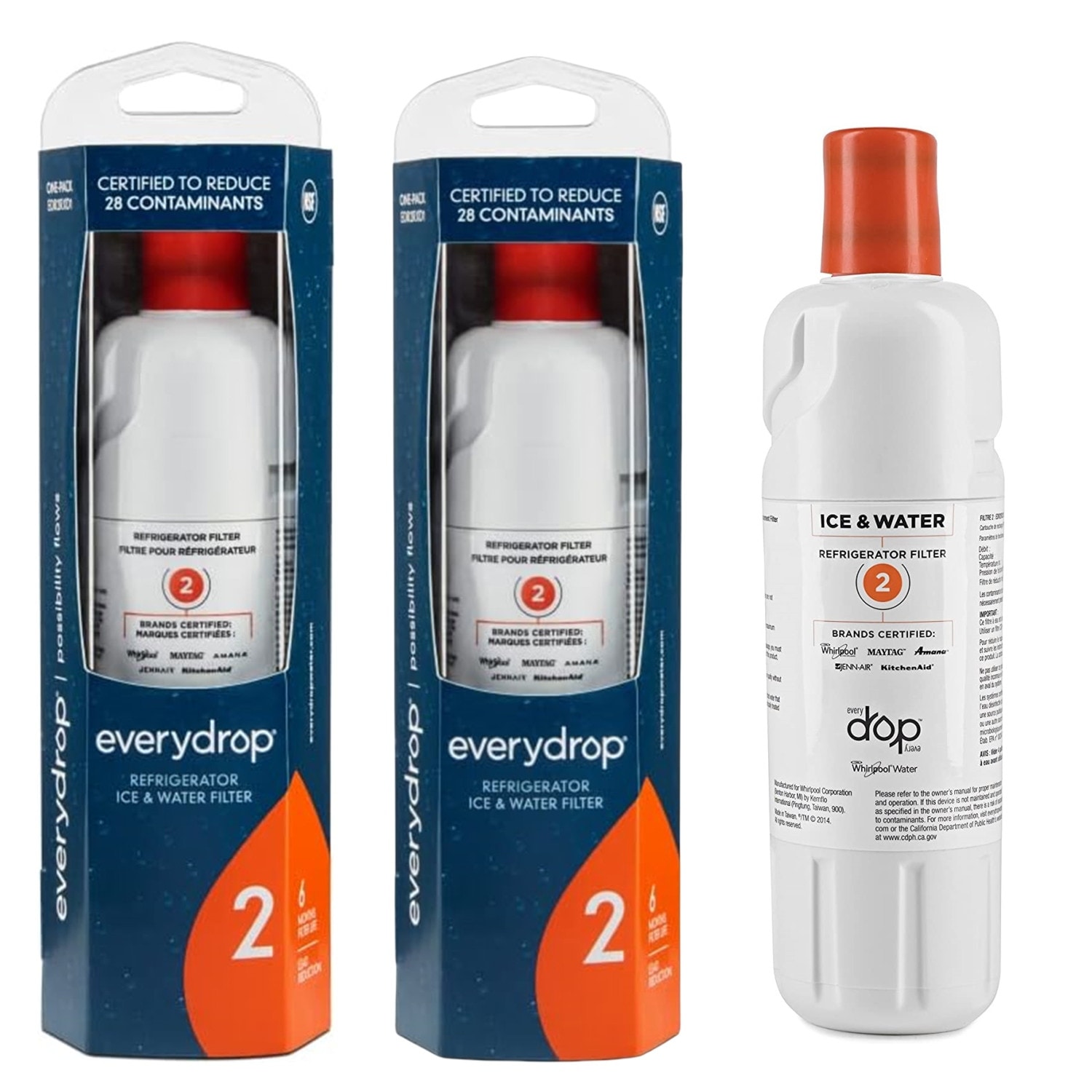 3pack Whirlpool's EVERYDROP Filter 2, EDR2RXD1, Whirlpool's P9RFWB2L, W10413645