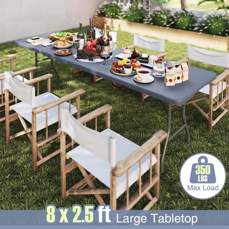 Costway 8 ft Portable Folding Table with HDPE Tabletop Safe Lock - See Details