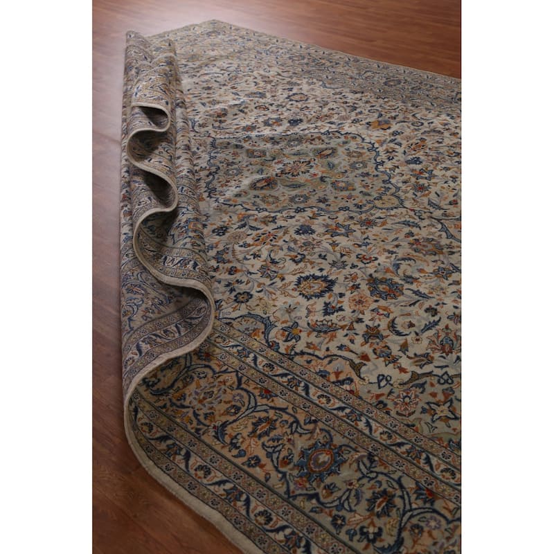 Kashan Persian Traditional Floral Area Rug Hand-knotted Wool Carpet - 9'8" x 12'8"