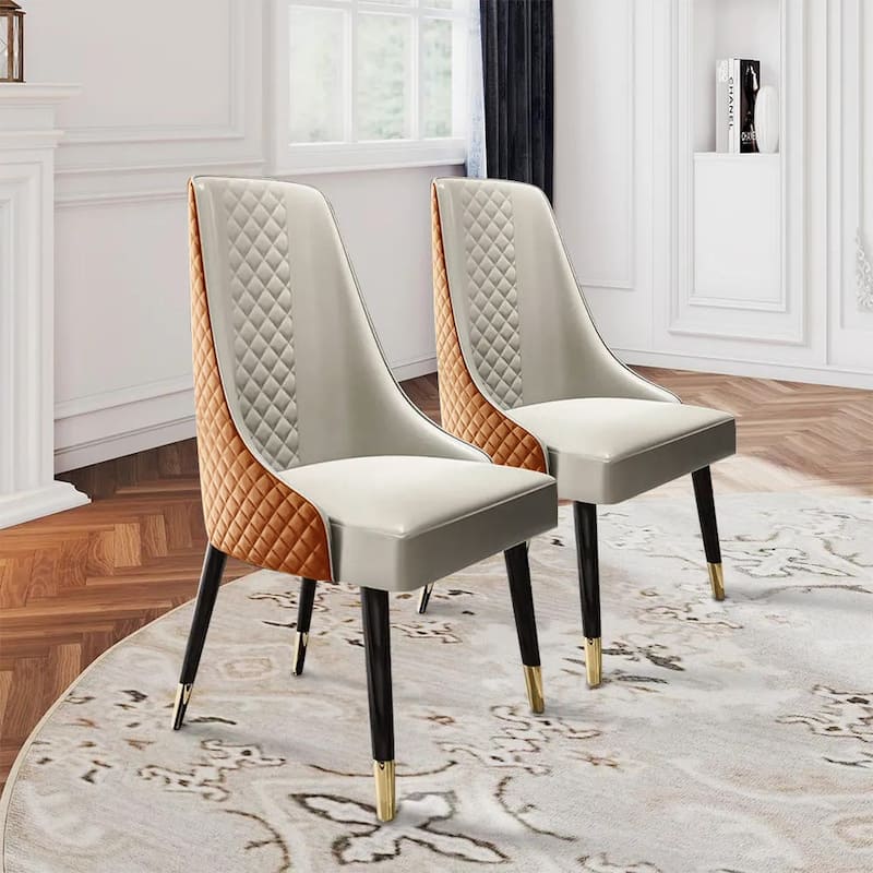 Mid-Century Faux Leather Dining Chair, Solid Wood Legs, Density Sponge, Partial Assembly