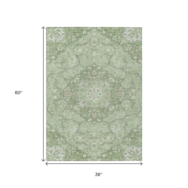 HomeRoots Medallion Traditional Rectangle Outdoor Rug