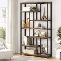 79 Inch Extra Tall Bookshelf, 7-Tier Vintage Bookcase, Industrial 10 ...