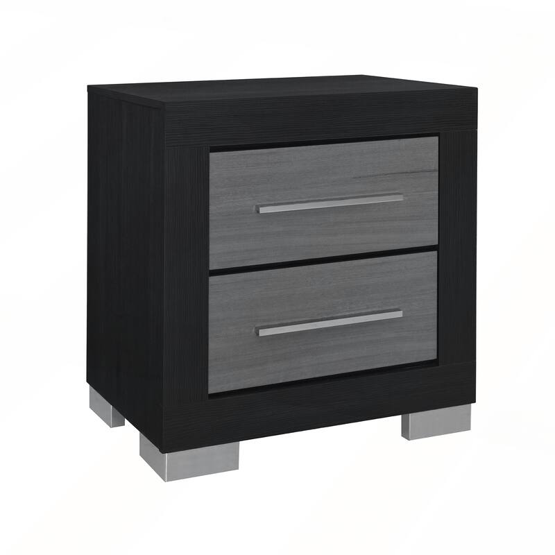 Black and Grey Nightstand with Spacious Drawers for Modern Bedrooms