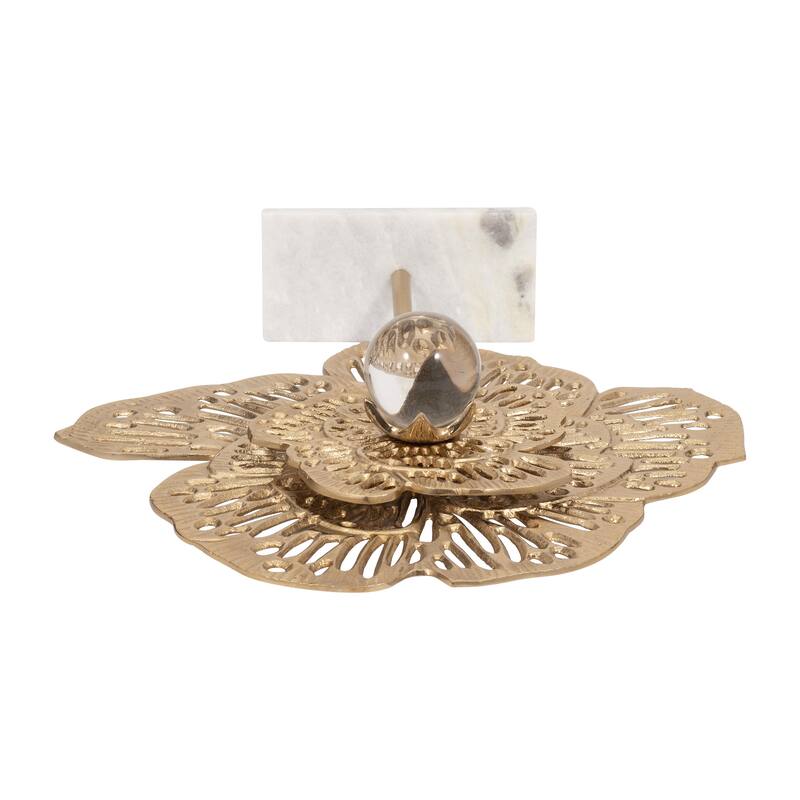 Sagebrook Home Aluminum Salma Gold Flower Statuary - Elegant Decorative Object