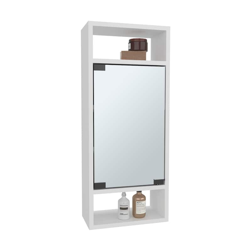 Medicine Cabinet, 1 Door, 5 Shelves, 1 Mirror, White